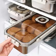 5.8L Stainless Steel Bread Box with Handle Time Recording Sealed Food Storage Containers Buffet Pan Kitchen Lunch Box