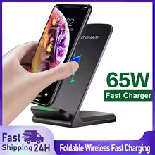 65W Fast Wireless Charger Stand Pad for iPhone 17 16 15 14Pro Samsung Xiaomi Phone Chargers Induction Fast Charging Dock Station