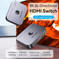 Vention HDMI Switcher 8K Bi-Direction 2.1 HDMI Switch 1x2/2x1 Adapter 2 in 1 Out Converter for PS4/5 Xiaomi TV Box HDMI Splitter