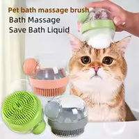 Silicone Dog Bath Brush with Shampoo Dispenser, Soft Pet Grooming Brush Foaming Massage Tool for Dogs Cats Hair Fur Cleaning