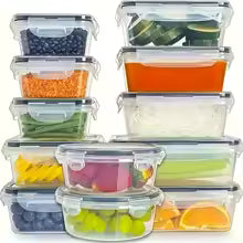 4-Piece Clear Food Storage Containers with Snap Lids, Reusable for Fruits Vegetables Pasta Dry Goods
