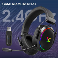 LDON Wireless Gaming Headset for PS5 PS4 Bluetooth 2.4GHz Headphone with Surround Sound Memory Foam for Switch Laptop Mobile Mac
