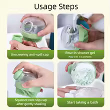 Silicone Dog Bath Brush with Shampoo Dispenser, Soft Pet Grooming Brush Foaming Massage Tool for Dogs Cats Hair Fur Cleaning