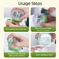 Silicone Dog Bath Brush with Shampoo Dispenser, Soft Pet Grooming Brush Foaming Massage Tool for Dogs Cats Hair Fur Cleaning